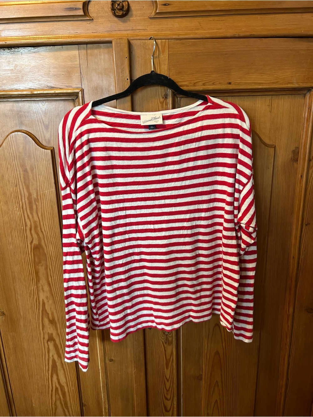 Universal Thread Red and White Striped Long Sleeve Top